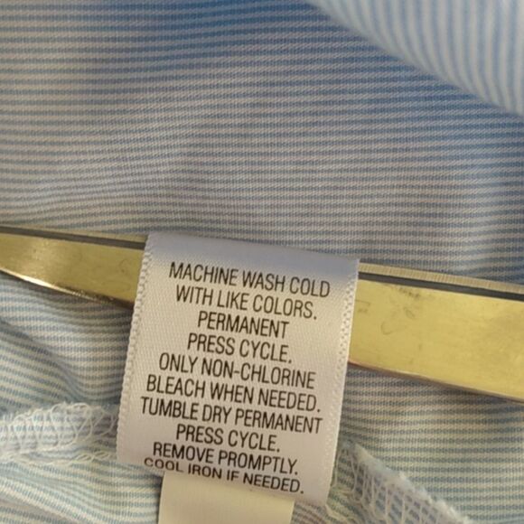 APT 9 ESSENTIALS Womens Light Blue Pinstripe Button Down Shirt Size 16 - Picture 9 of 11